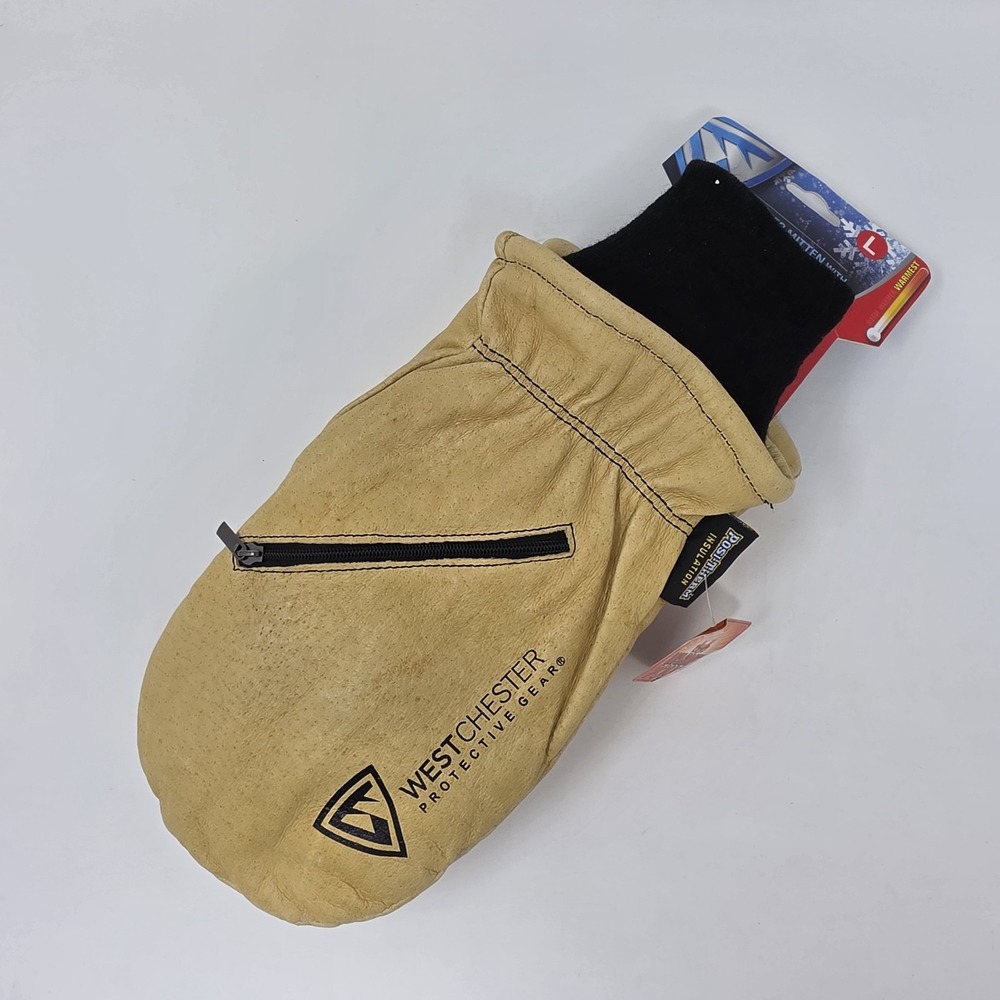 NWT Westchester Protective Gear Leather Mitten With Hand Warming Pocket Size L